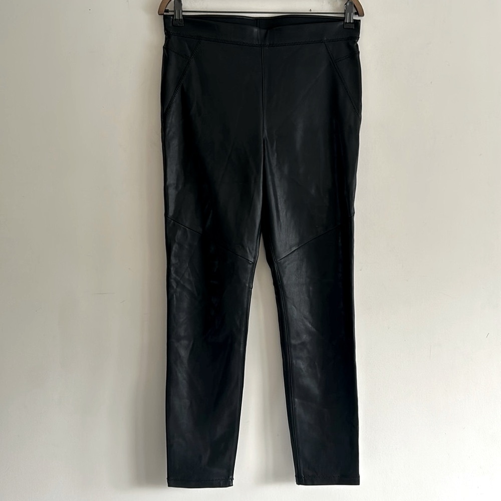 Free People Black Vegan Faux Leather Women's Leggings Size Lg/30